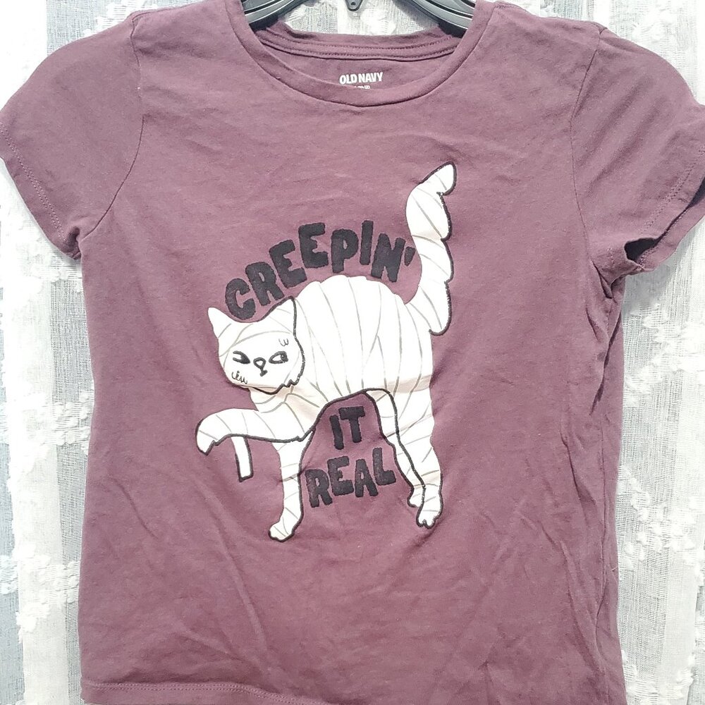 Old Navy Halloween Kid Size 10-12~ Short Sleeve T-Shirt Tee "Creepin it Real"